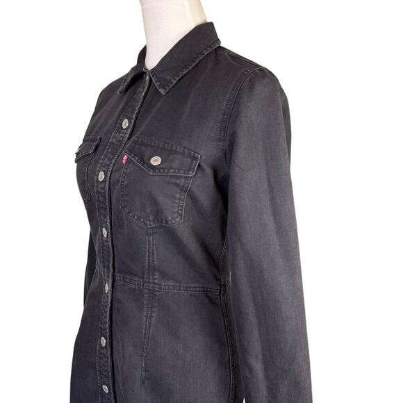 Levi's Black Denim Shirt Dress - Picture 7 of 15